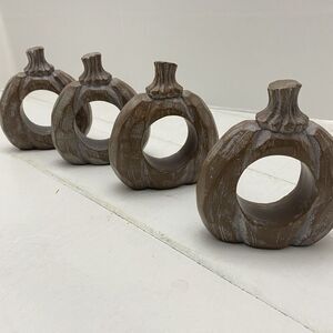 Set of 4 Autumn Pumpkin Napkin Rings Fall Harvest Thanksgiving Table Heavy